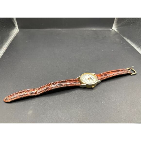 Vintage Advance Moon Phase Watch Women’s Silver And Gold Tone Brown Leather Band main image 5